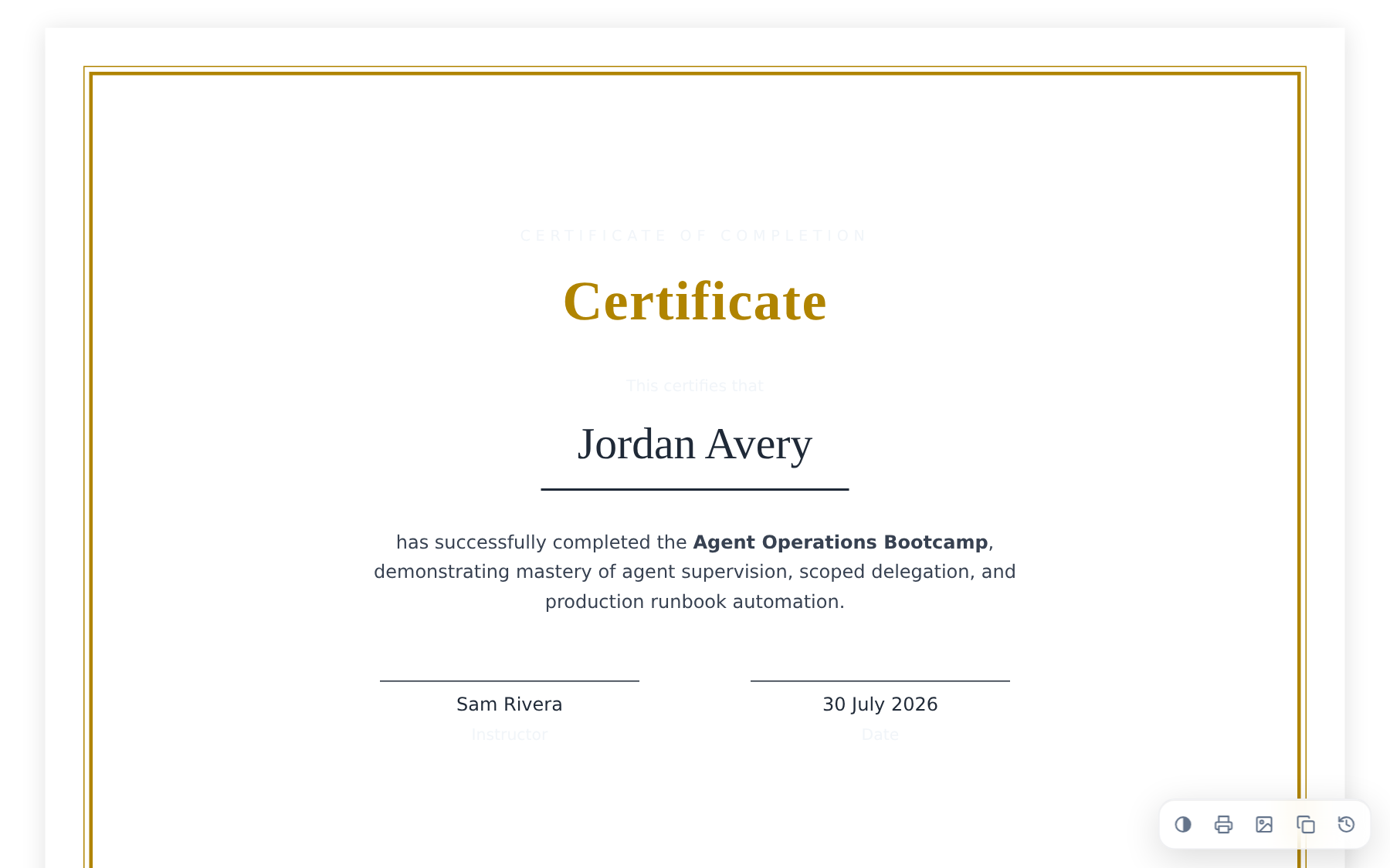 Certificate template preview