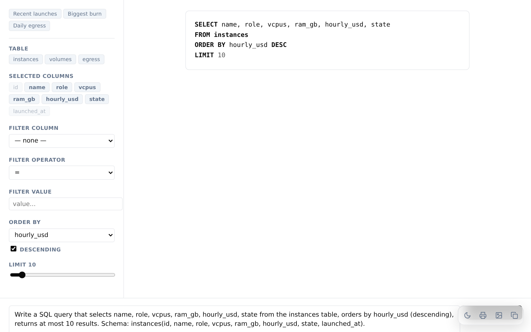 Data explorer template preview