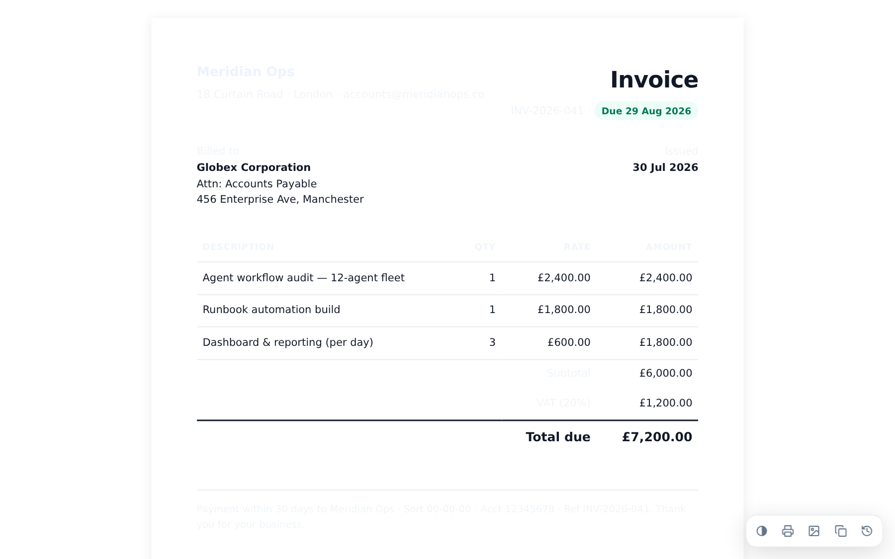 Invoice template preview