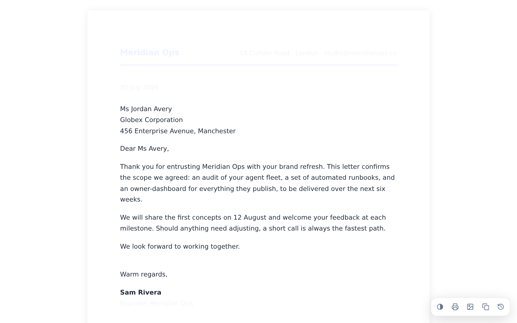 Formal letter template preview